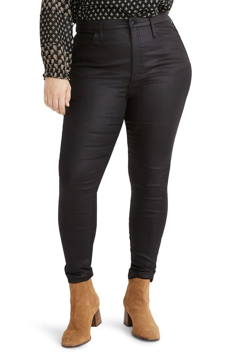 10 Coated Edition High Waist Skinny Jeans, Alternate, color, TRUE BLACK