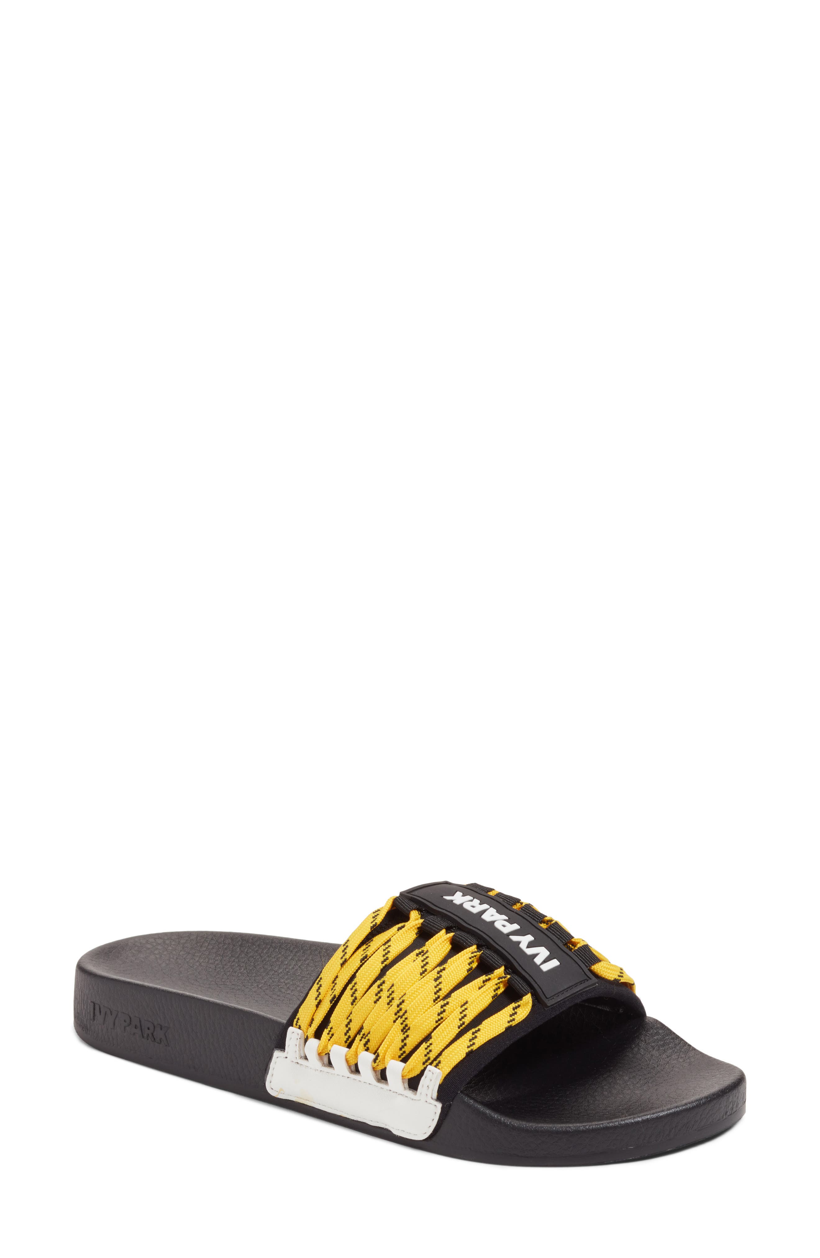 Lace-Up Slide Sandal, Main, color, BLACK