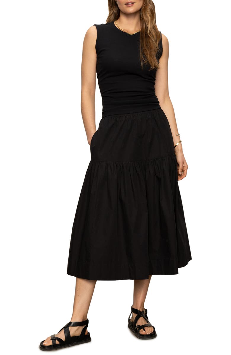 Sanctuary Cotton Poplin Prairie Skirt, Alternate, color, Black