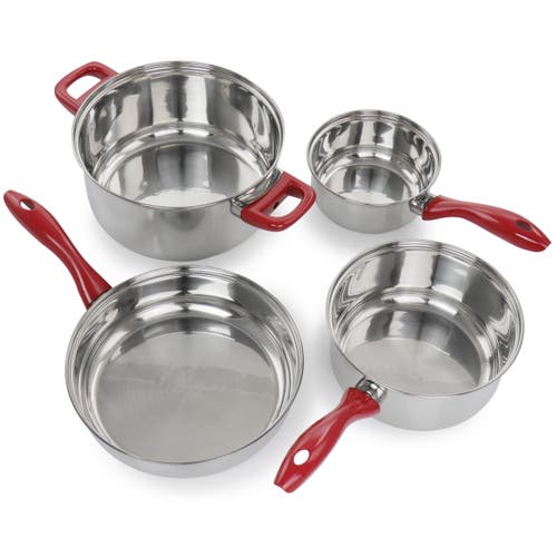 Gibson Home Crawson 7 Piece Stainless Steel Cookware Set In Silver