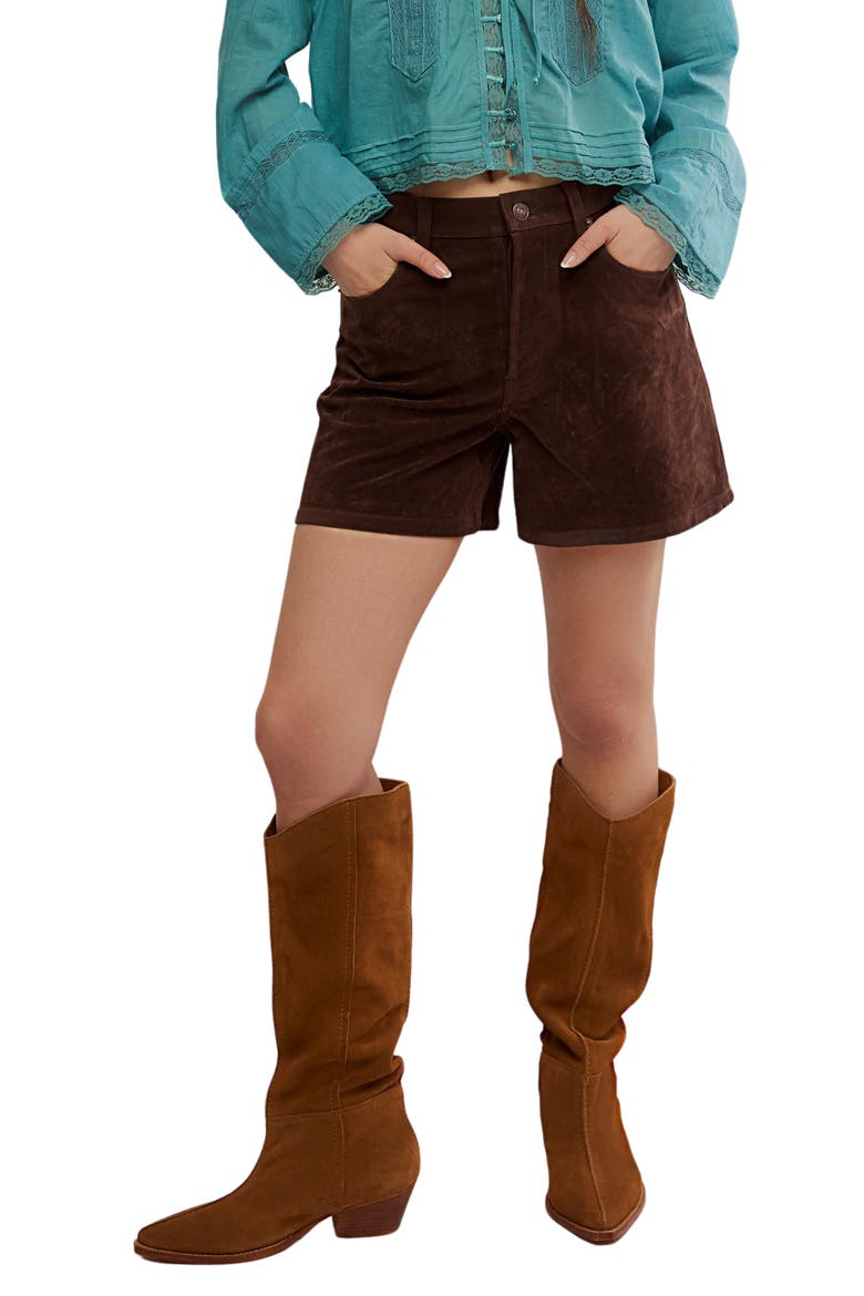 Tippi Faux Suede Shorts, Main, color, CHICORY COFFEE