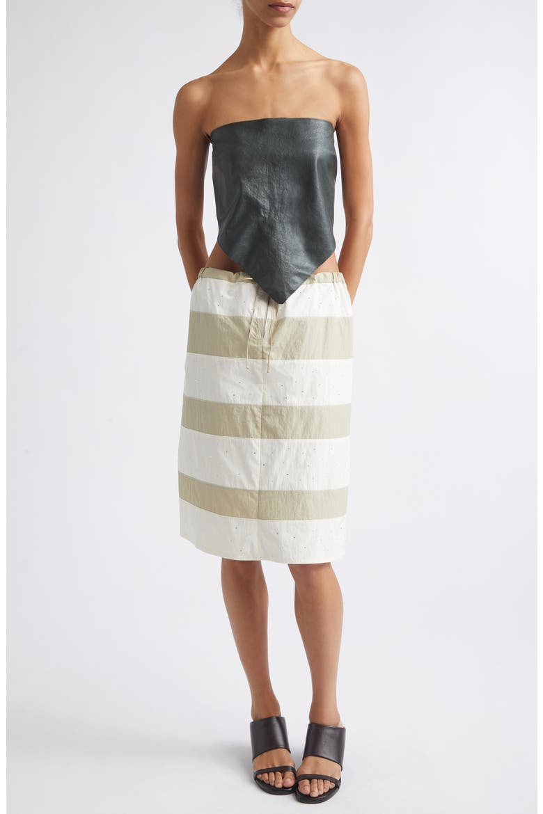 Alba Leather Scarf Top, Alternate, color, KHAKI