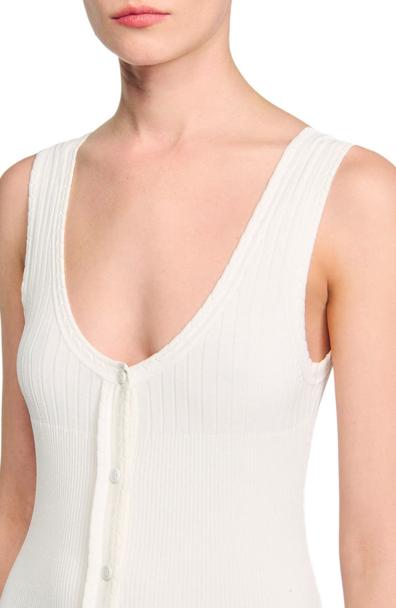 SANDRO V-neck knit maxi dress, Alternate, color, Ecru