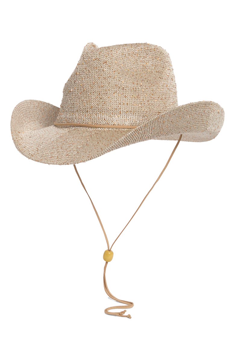 Vince Camuto Packable Shine Cowboy Hat, Main, color, Natural