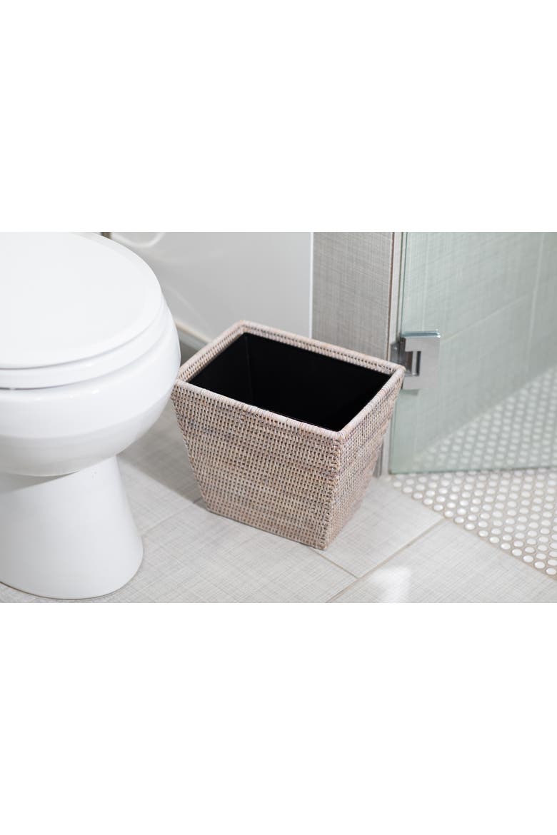 Rectangular Tapered Rattan Waste Basket, Alternate, color, White Wash