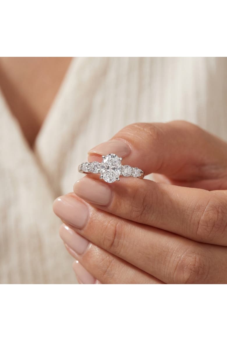1 1/2Ct TW Oval Cut Engagement Ring 14k Gold Lab Grown, Alternate, color, 14k White Gold