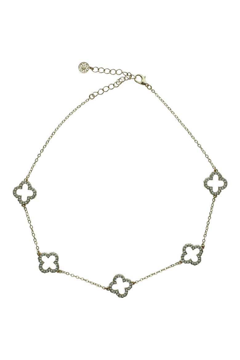 Pavé CZ Clover Necklace, Alternate, color, GOLD