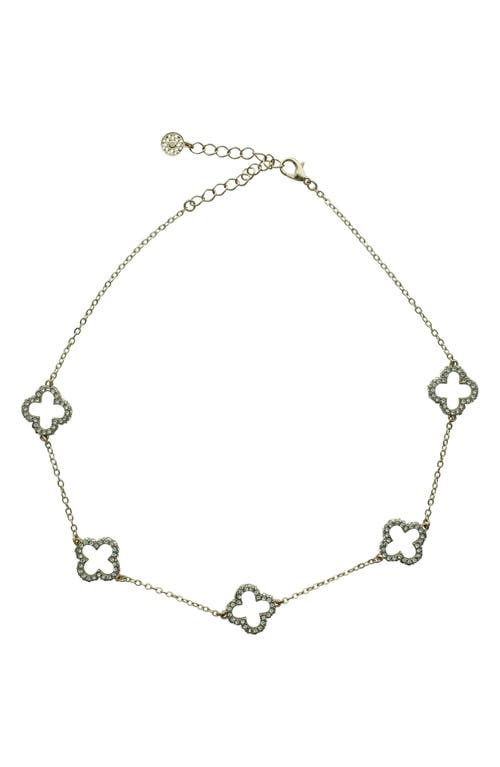Olivia Welles Pavé Cz Clover Necklace In Gold
