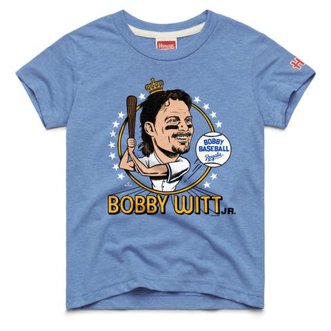 Youth Homage Bobby Witt Jr. Light Blue Kansas City Royals Caricature Tri-Blend T-Shirt