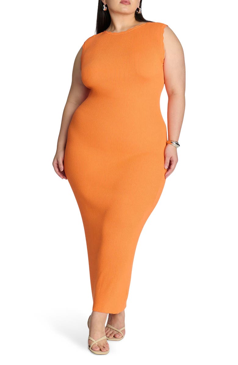 ELOQUII Scalloped Tank Sweater Dress, Main, color,