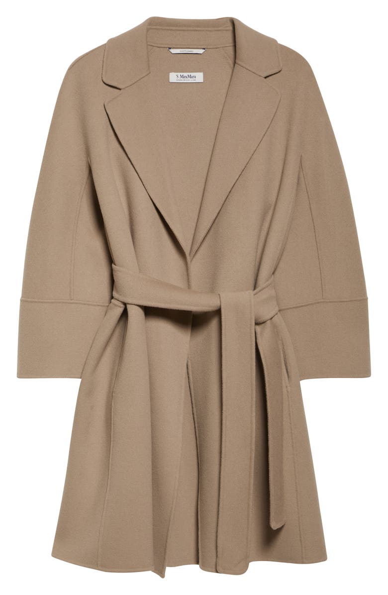 Max Mara Arona Double Face Virgin Wool Belted Coat, Alternate, color, Turtledove