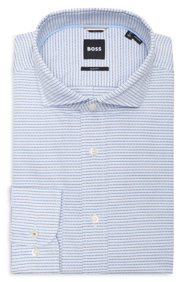 BOSS Hank Kent Slim Fit Cotton Dress Shirt, Main, color, Light/ Pastel Blue