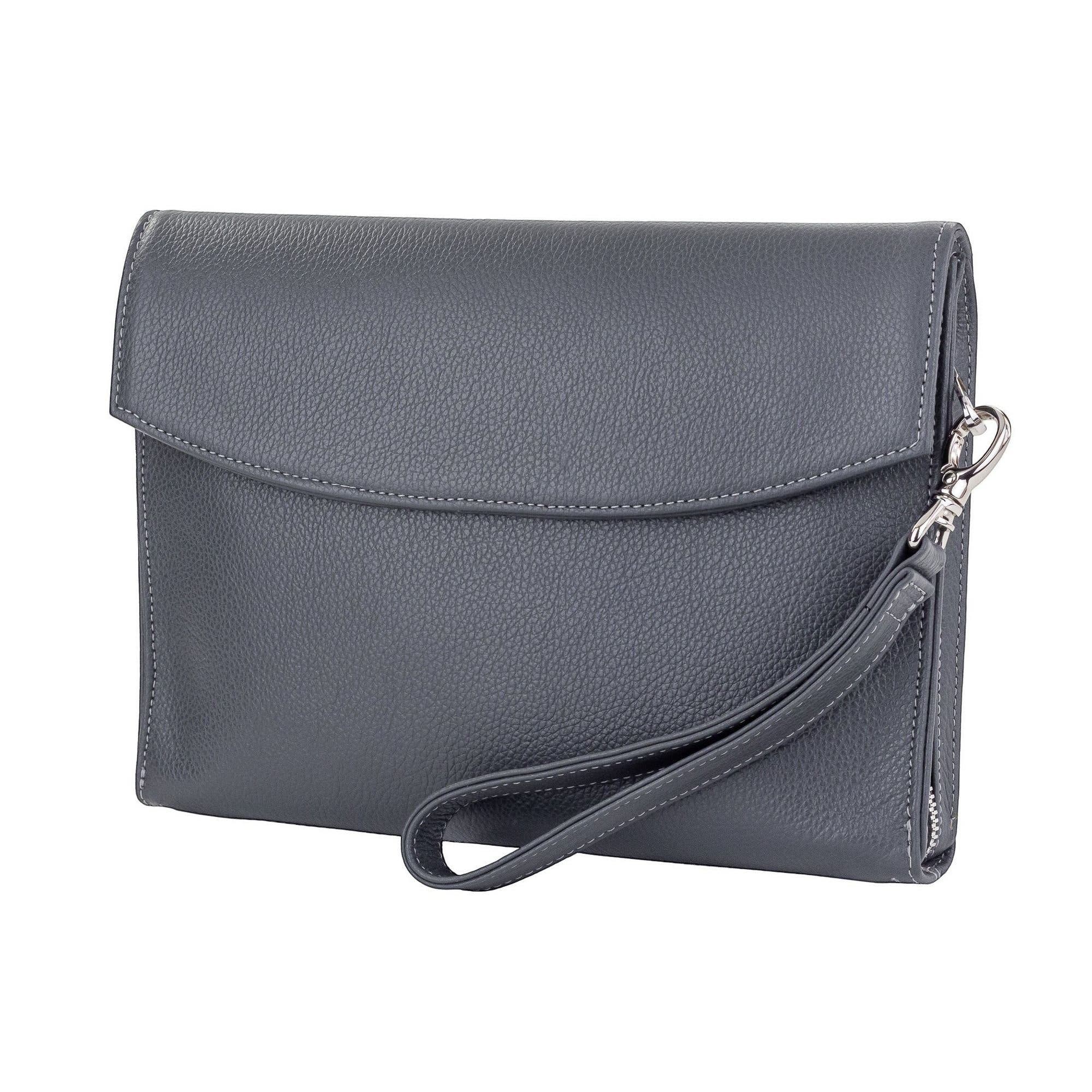 Leather Pouch, Main, color, Dark Grey