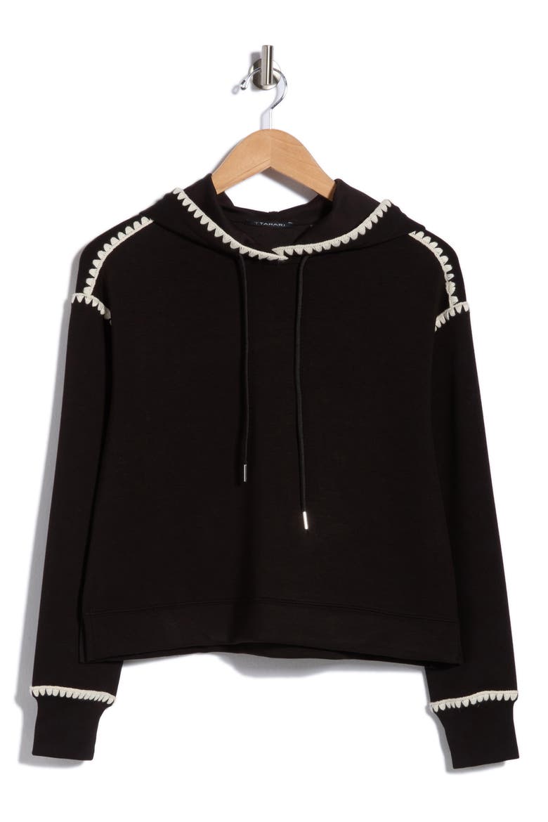 Whipstitch Trim Hoodie, Alternate, color, BLACK