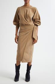 Isabel Marant Étoile Sandrina Long Sleeve Cotton Fleece Dress