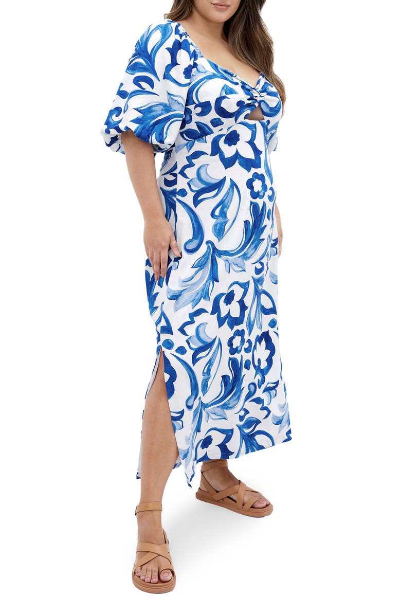 City Chic Nala Print Off the Shoulder Dress, Alternate, color, Santorini Prt
