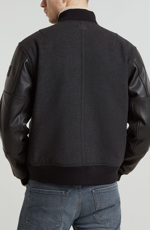 G-star Wool Blend & Leather Varsity Jacket In Shadow