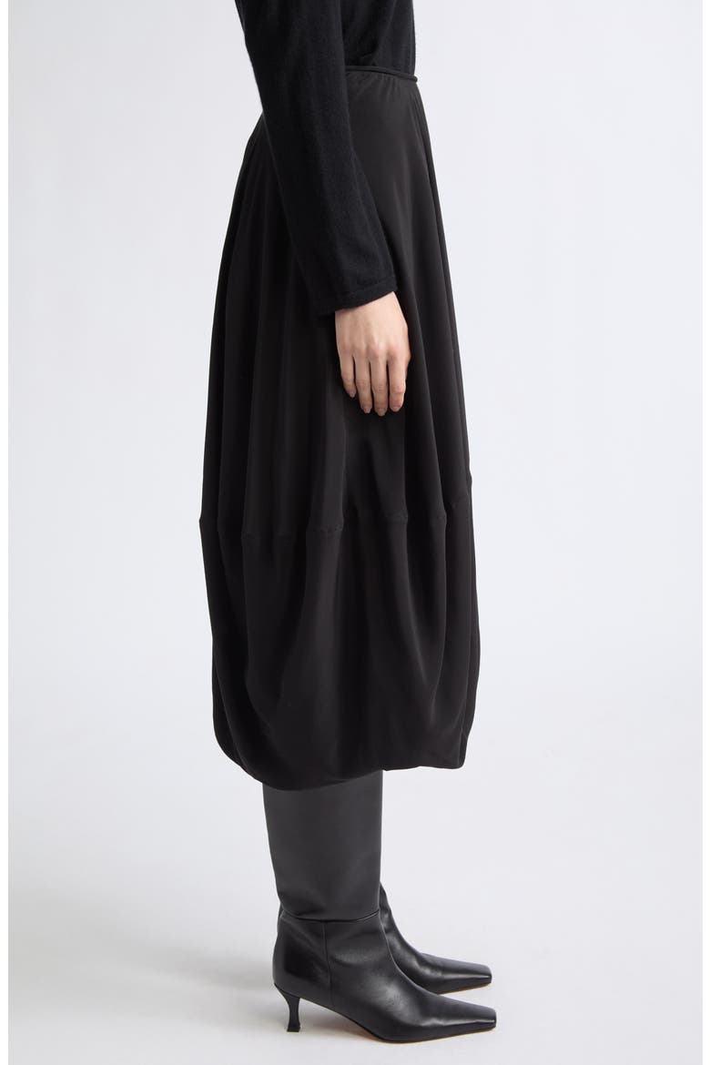 Silk Crêpe de Chine Balloon Skirt, Alternate, color, BLACK