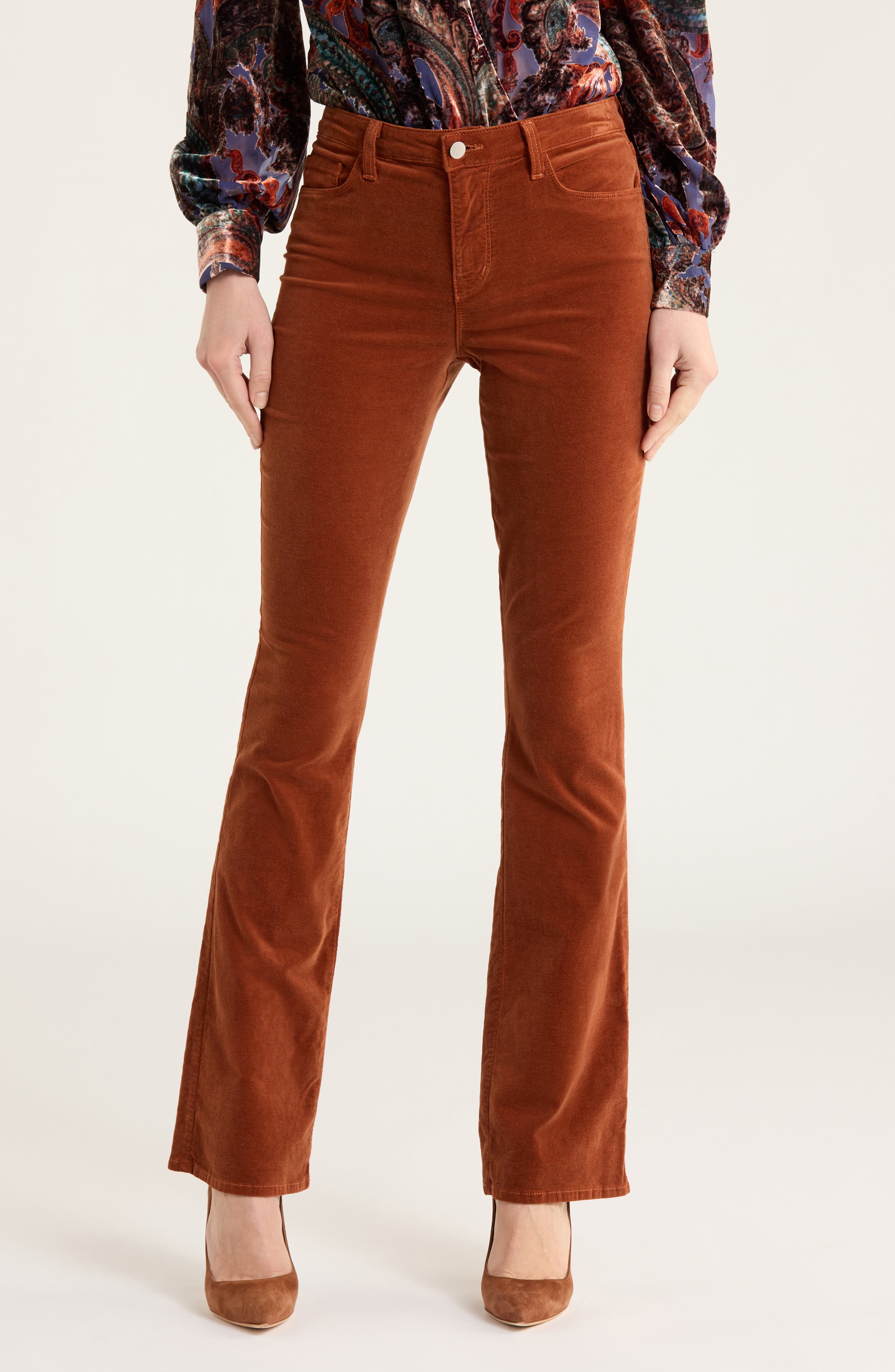 L'AGENCE Stevie High Waist Straight Leg Velvet Pants