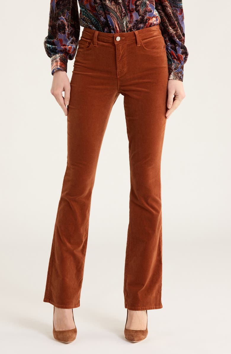 L'AGENCE Stevie High Waist Straight Leg Velvet Pants, Main, color, Rich Ginger