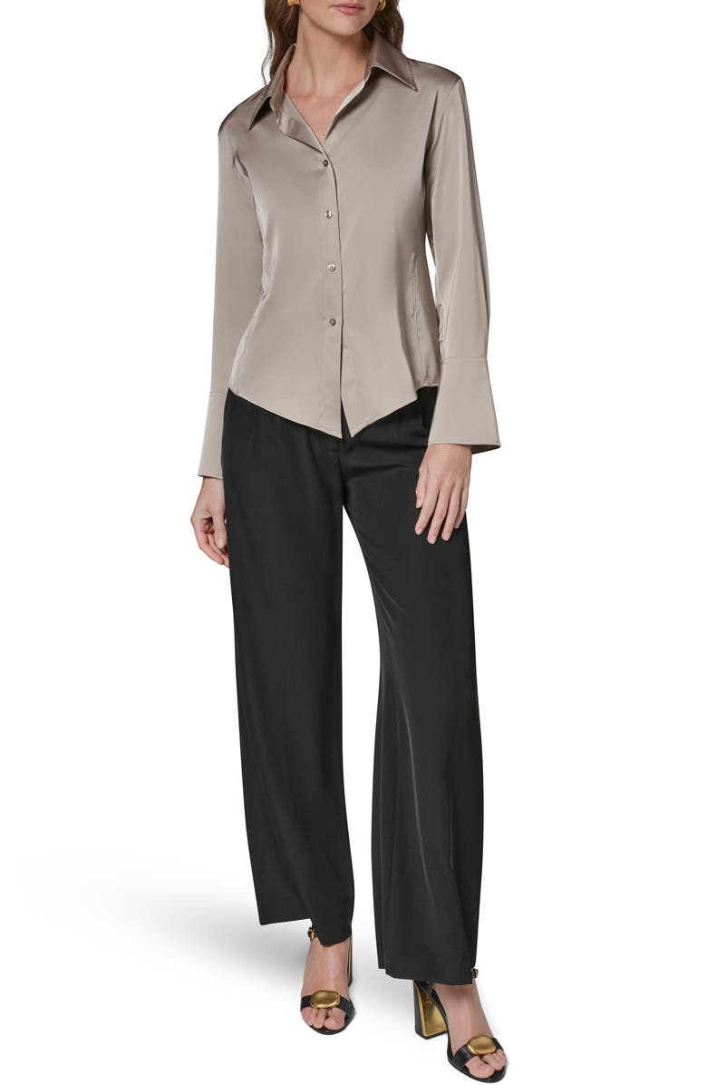 Donna Karan New York Satin Button-Up Shirt, Alternate, color, Turin