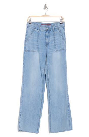 Lucky Brand Wide Leg Raw Hem Utility Jeans