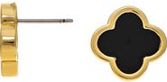RIVKA FRIEDMAN 18K Gold Plated Semiprecious Stone Clover Stud Earrings