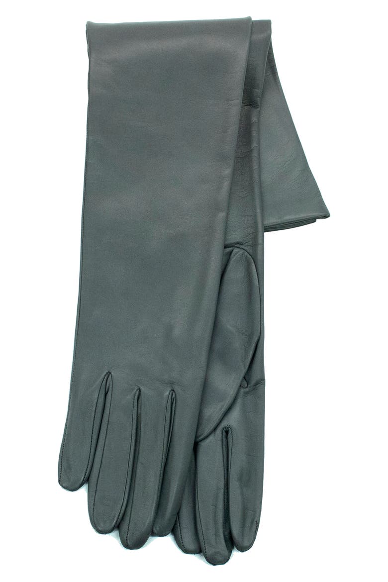 Silk Lined Leather Gloves, Main, color, IRON GREY