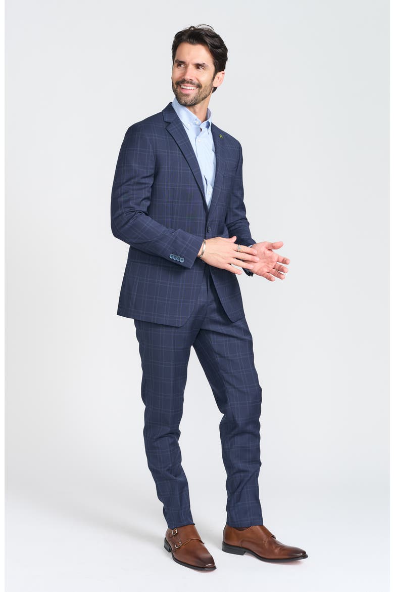 Navy Windowpane Plaid Wool Blend Suit, Alternate, color, NAVY