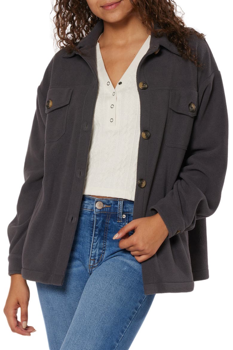 Carleen Microfleece Solid Shacket, Main, color, GALAXY GREY