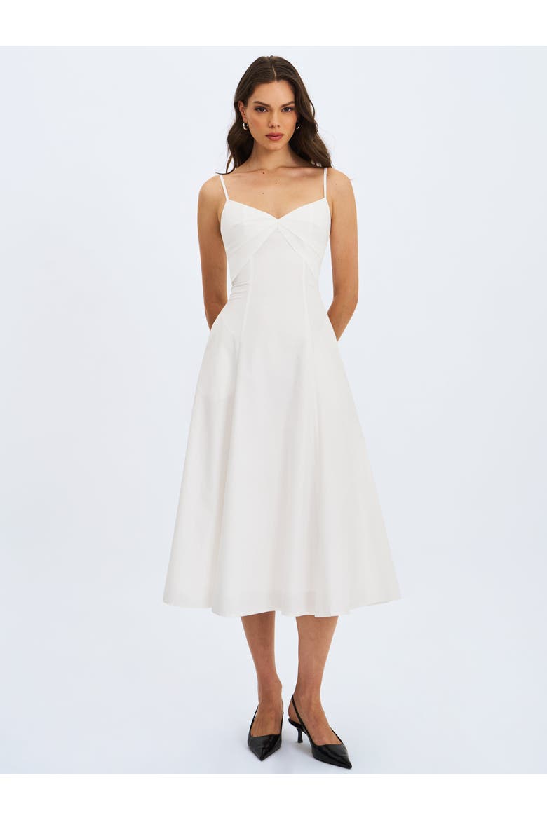 Corinne Poplin Flared Maxi Dress with Removable Bow, Alternate, color, White