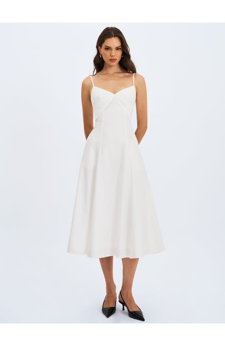 Miss Circle Corinne Poplin Flared Maxi Dress with Removable Bow, Alternate, color, White