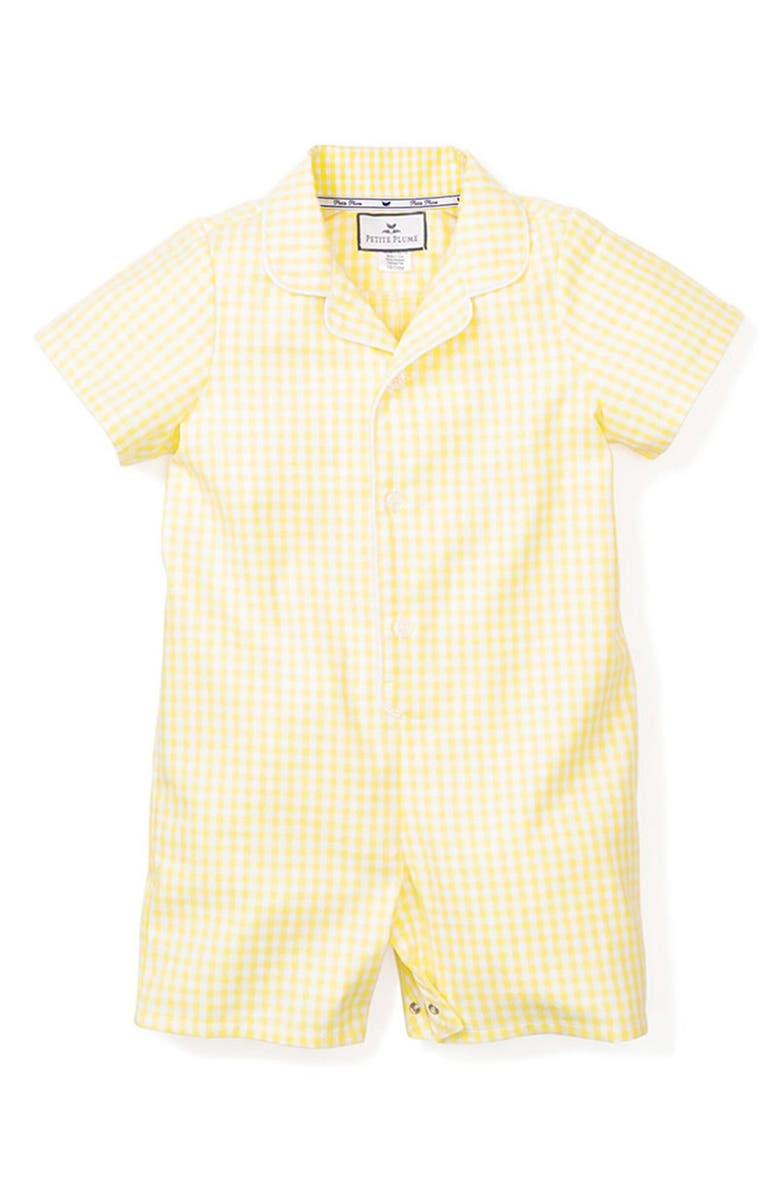 Petite Plume Gingham One-Piece Short Pajamas, Main, color,