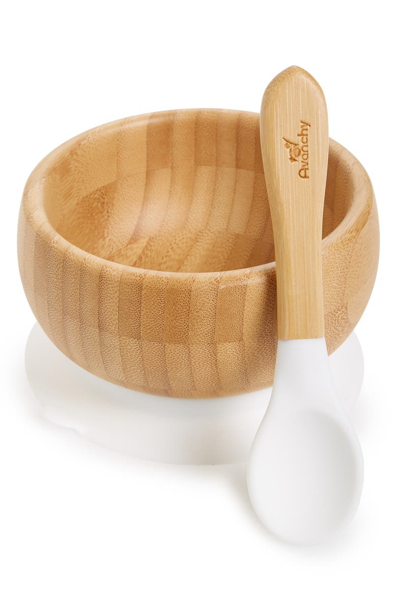 Avanchy Bamboo Stay-Put Suction Bowl & Spoon, Main, color, 