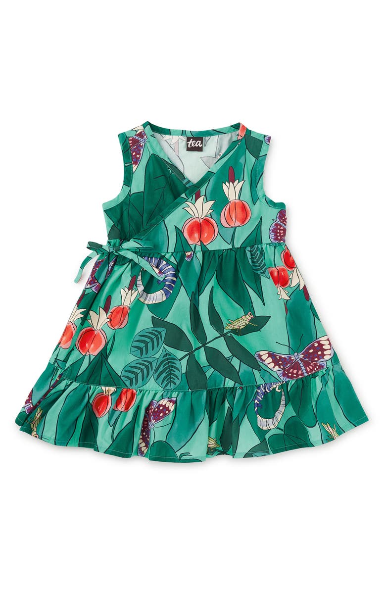 Tea Collection Sleeveless Wrap Dress, Alternate, color, Jungle Botanical