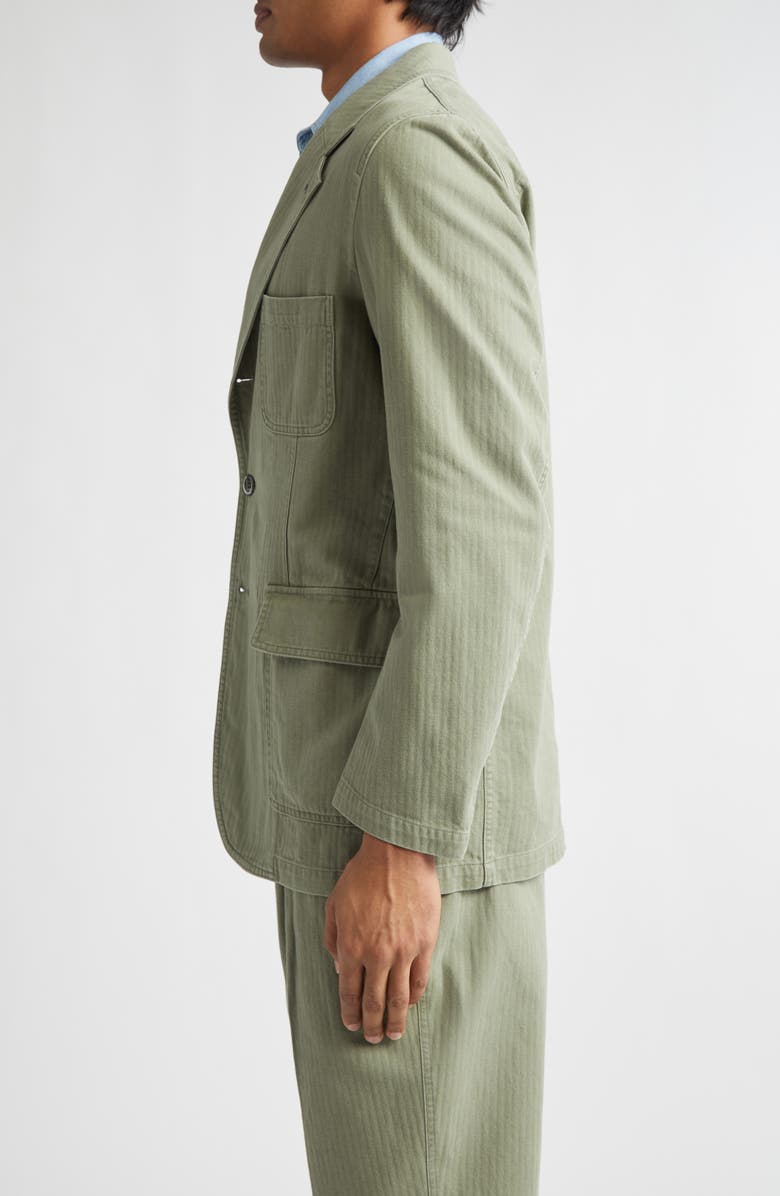 Drake's Games Cotton Herringbone Blazer, Alternate, color, Olive
