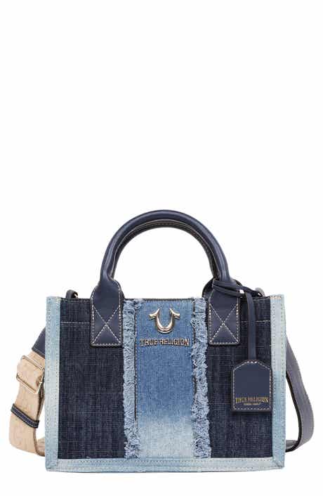 True Religion Frayed Denim Modern Tote Bag
