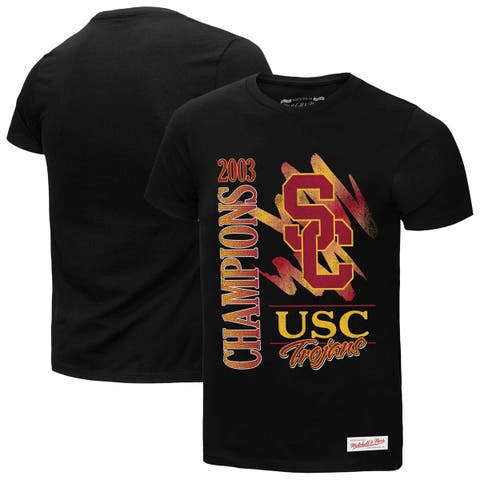 Men's Mitchell & Ness  Black USC Trojans Retro Brush Mineral Wash T-Shirt