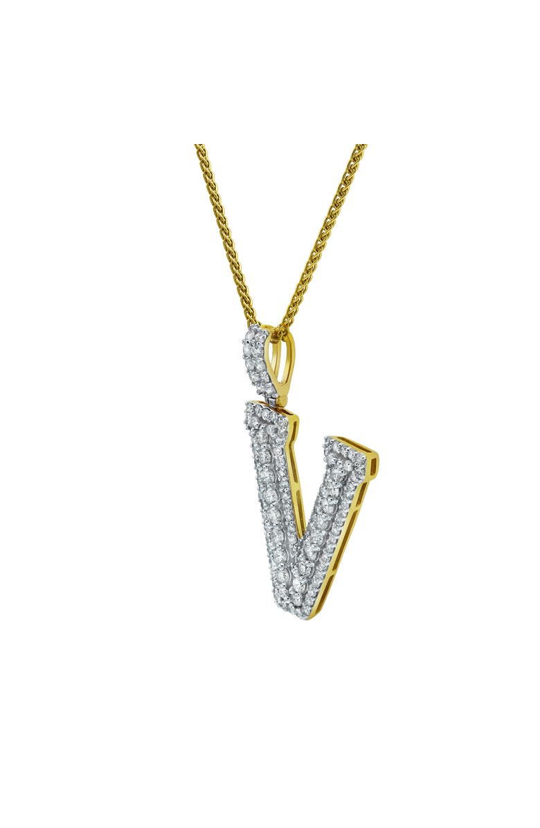 LuvMyJewelry V Initial Diamond Pendant 14K Yellow Gold - 2.08 Carats, Alternate, color, 14K Yellow Gold -