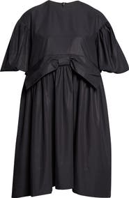 Simone Rocha Gathered Bow Puff Sleeve Cotton Dress