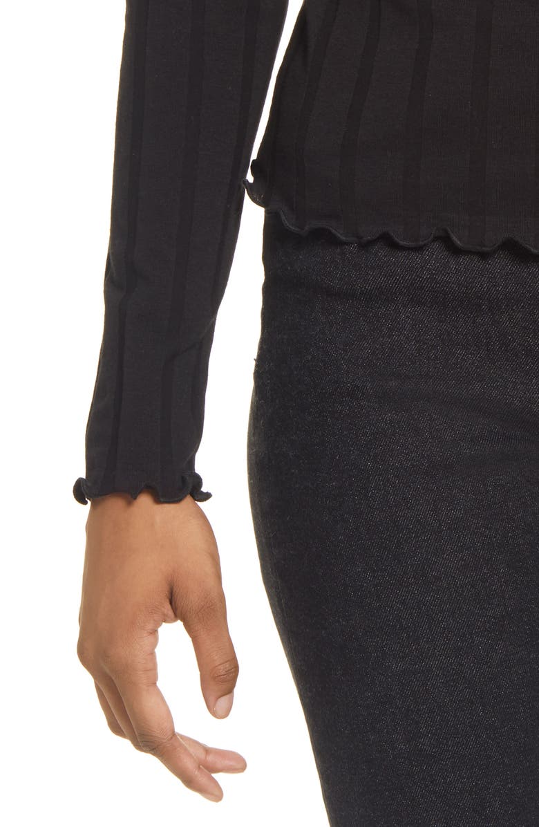 Ten Sixty Sherman Lettuce Edge Ribbed Cotton Blend Turtleneck Top, Alternate, color,