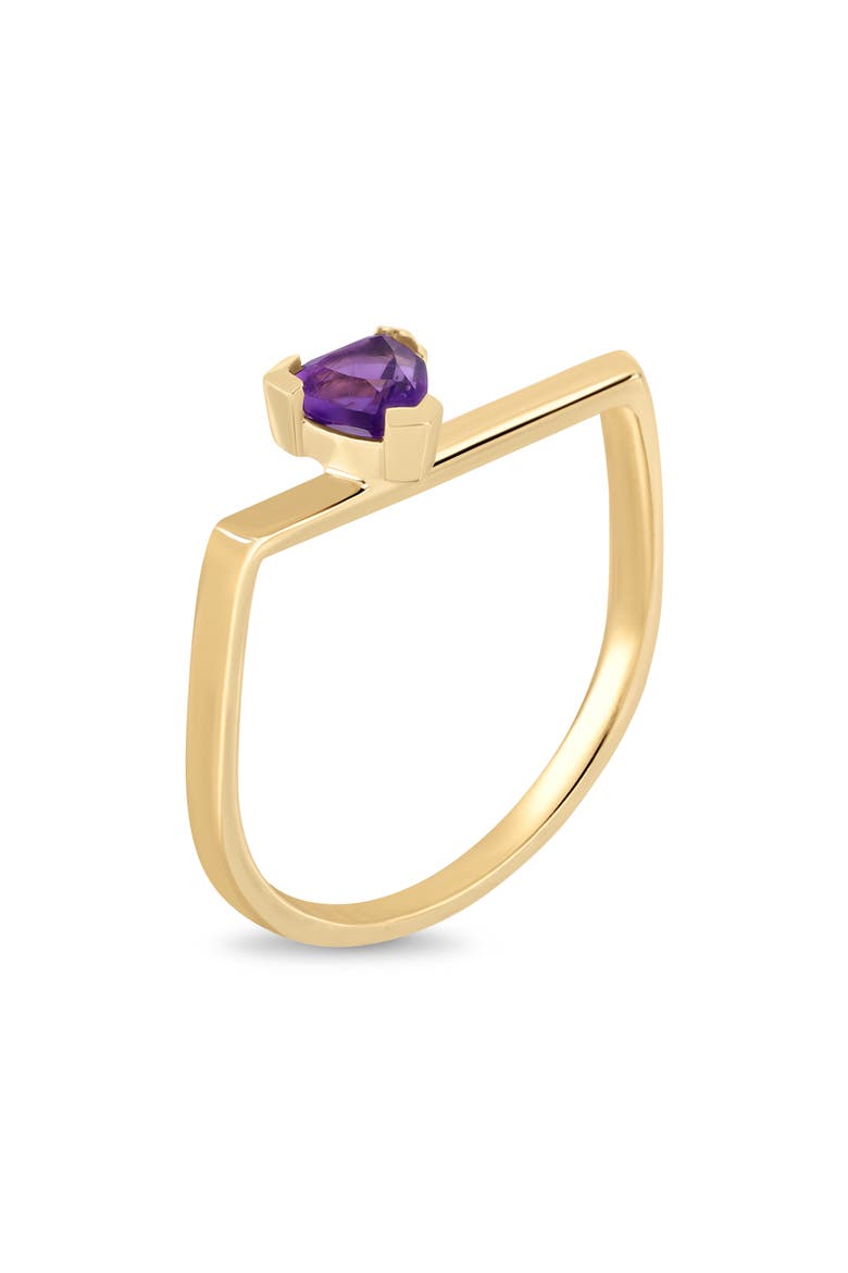14K Purple Amethyst Trillion Stackable Ring (Online Trunk Show), Alternate, color, 14K YELLOW GOLD/AMETHYST