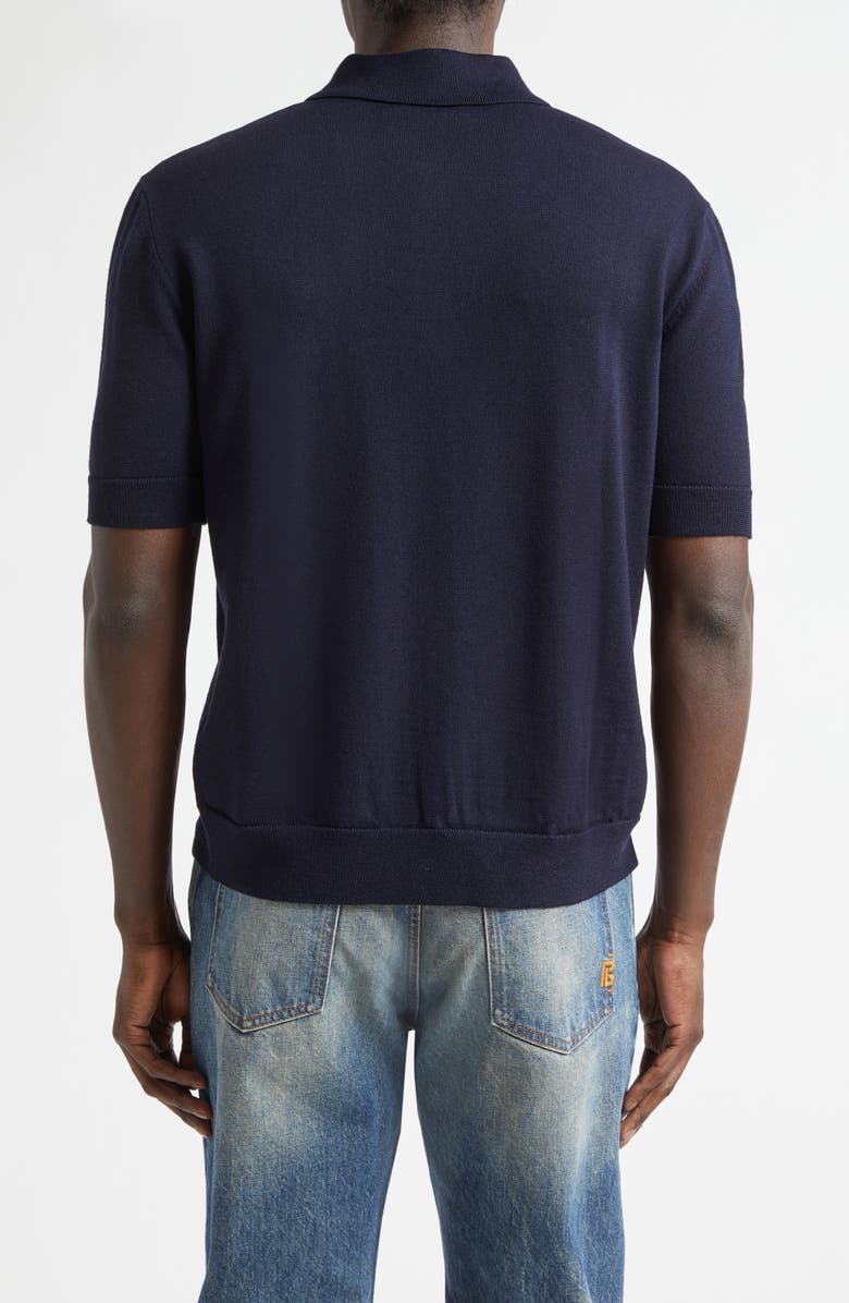 Balmain Paris Intarsia Merino Wool Polo, Alternate, color, Navy/ Natural