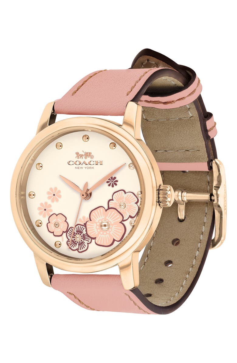 COACH Grand Leather Strap Watch, 36mm, Alternate, color, Multi