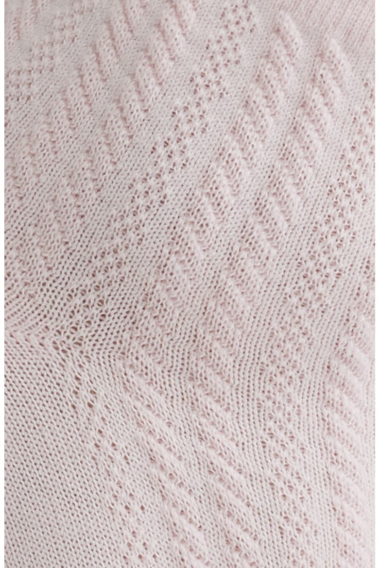 Scallop Cuff Cotton Blend Pointelle Quarter Socks, Alternate, color, ROSE