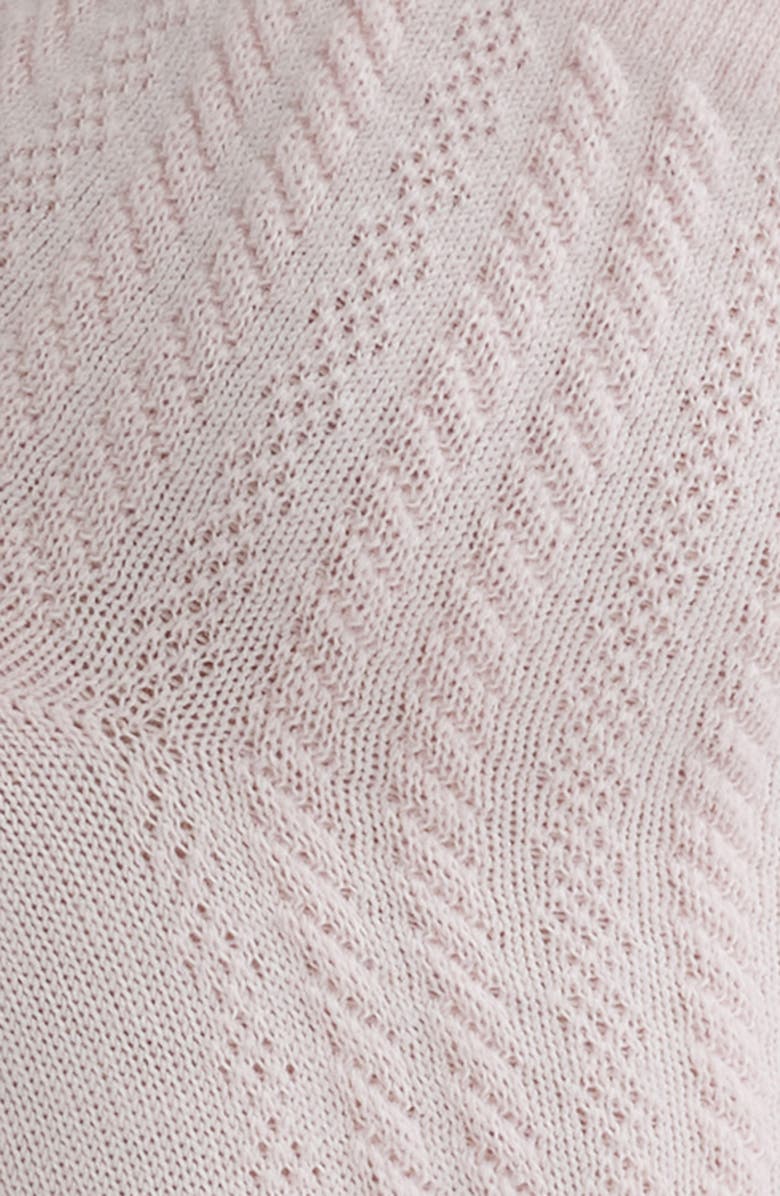 Stems Scallop Cuff Cotton Blend Pointelle Quarter Socks, Alternate, color, Rose