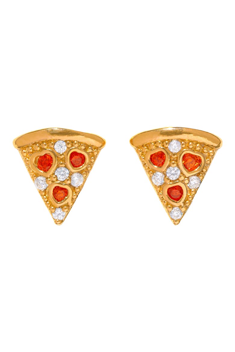 Pepperoni Pizza Stud Earrings, Main, color, GOLD