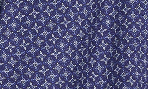 David Donahue Geometric Print Cotton Sport Shirt In Blue