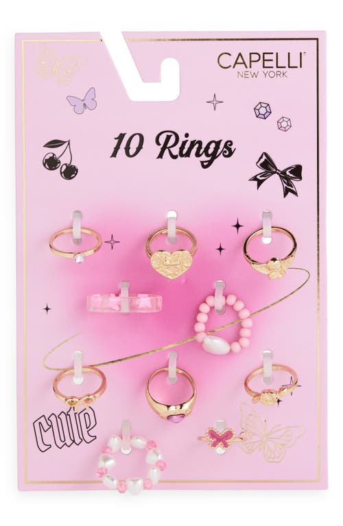 Capelli New York Kids' Assorted 10-pack Ring Set In Gold