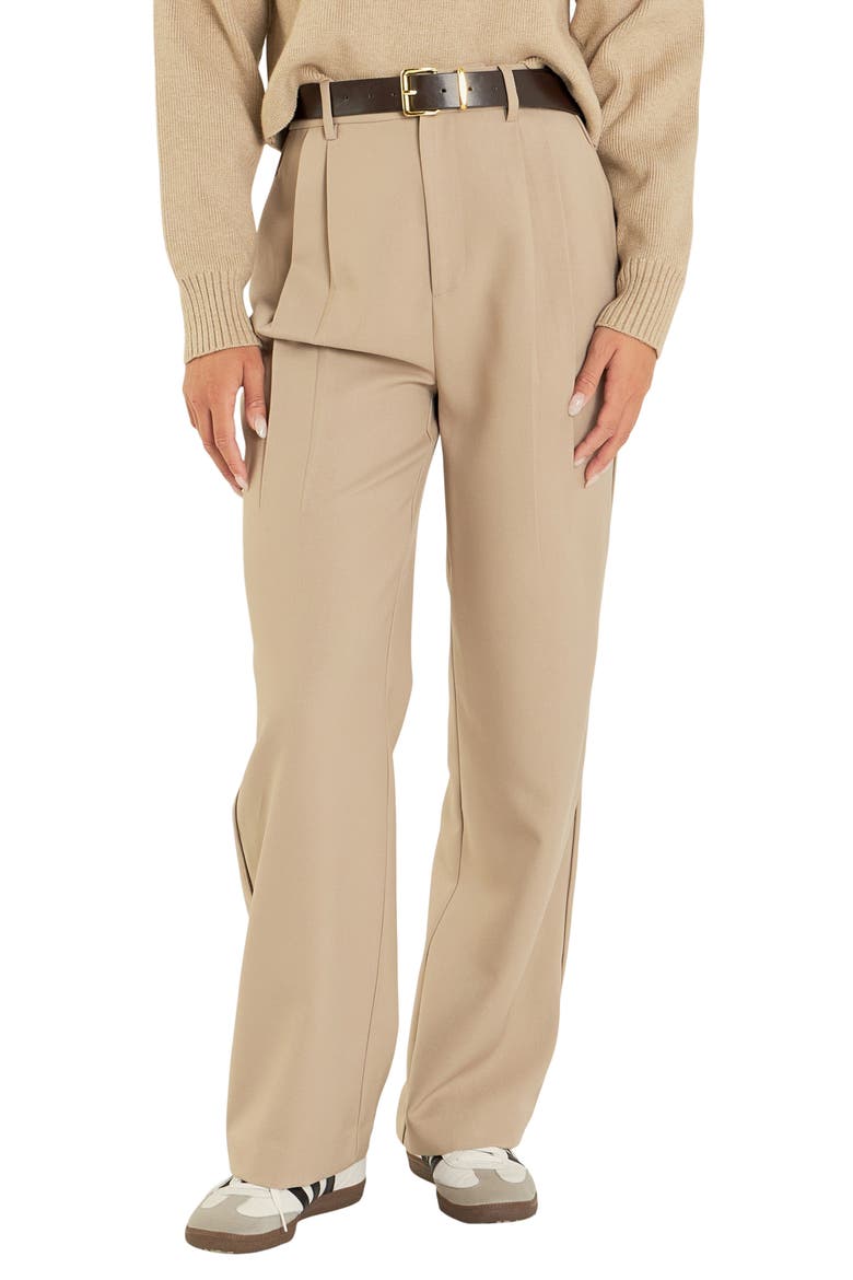 Pleated Wide Leg Pants, Main, color, TAN